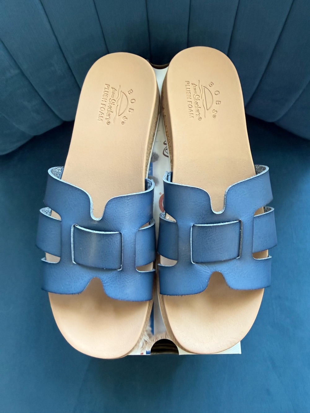 Skechers BOBS Desert Kiss Women’s Size 8 Blue Vegan Slide Sandals